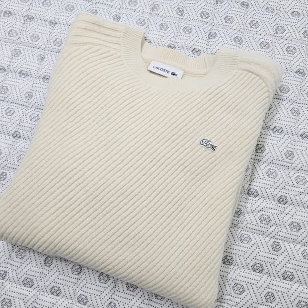 라코스테 아이보리 리브 니트 95
