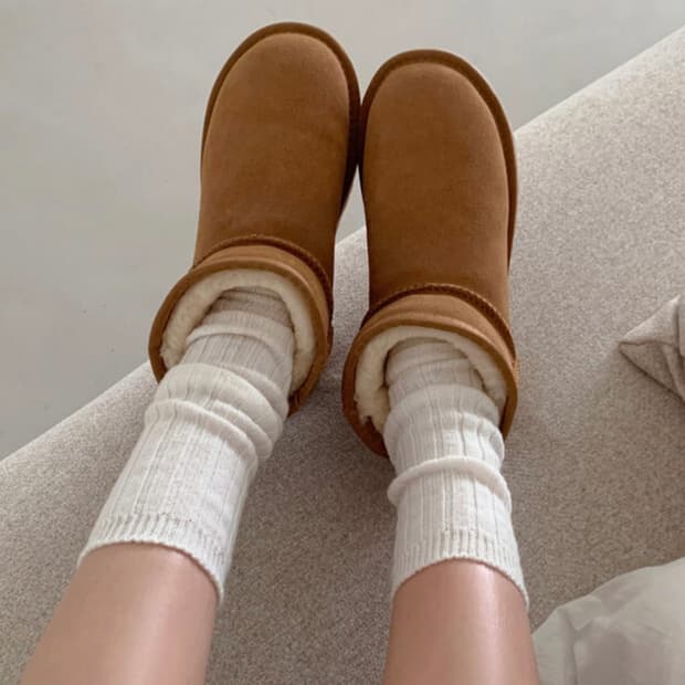 에이블리 숏어그 카멜 브라운 부츠 240