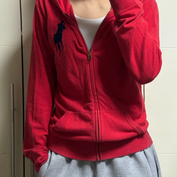 폴로 랄프로렌 레드 후드집업 