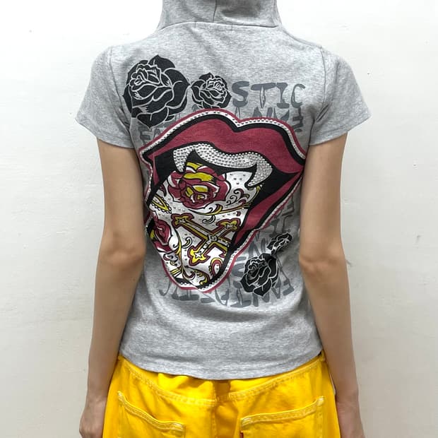 Back Dracula Rose Gray Hooded T-Shirt