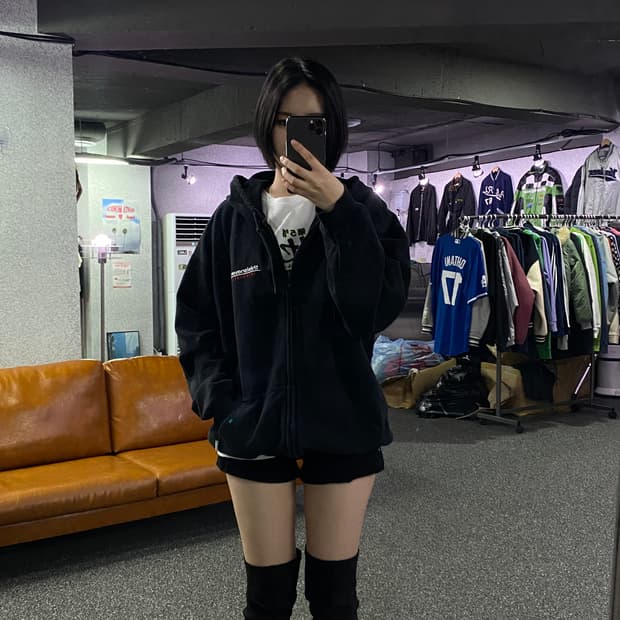 디스이즈네버댓 자수 빅로고 블랙 후드 집업 B2890   