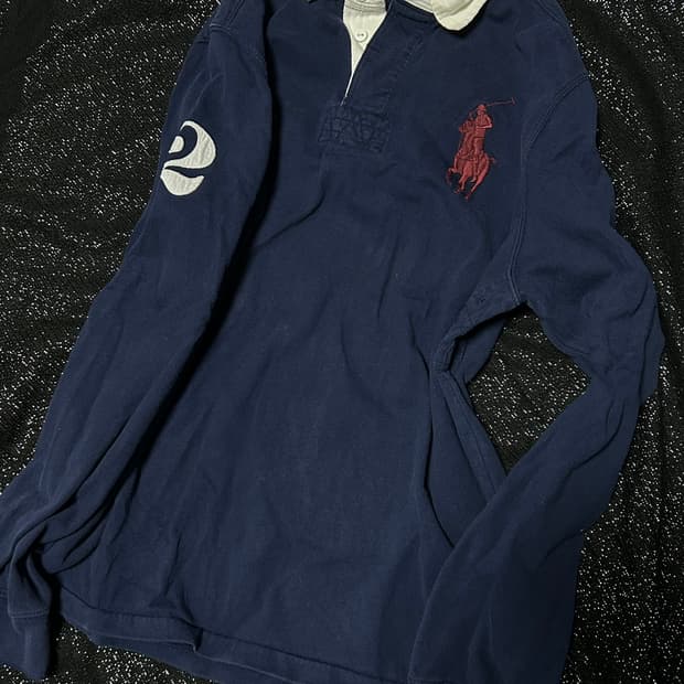 *rare* 2000s 폴로 빅포니 카라 럭비 롱슬리브 