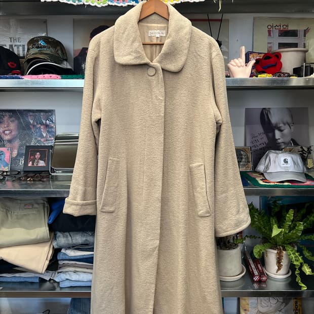 Japanese Vintage 미니멀 울 맥시 코트 