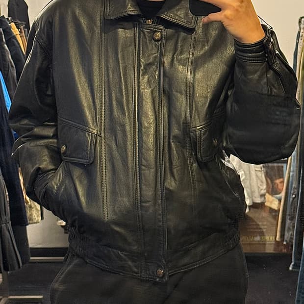 빈티지 소가죽 점퍼 봄버 바시티 가죽 레더 95 100 M L 블루종