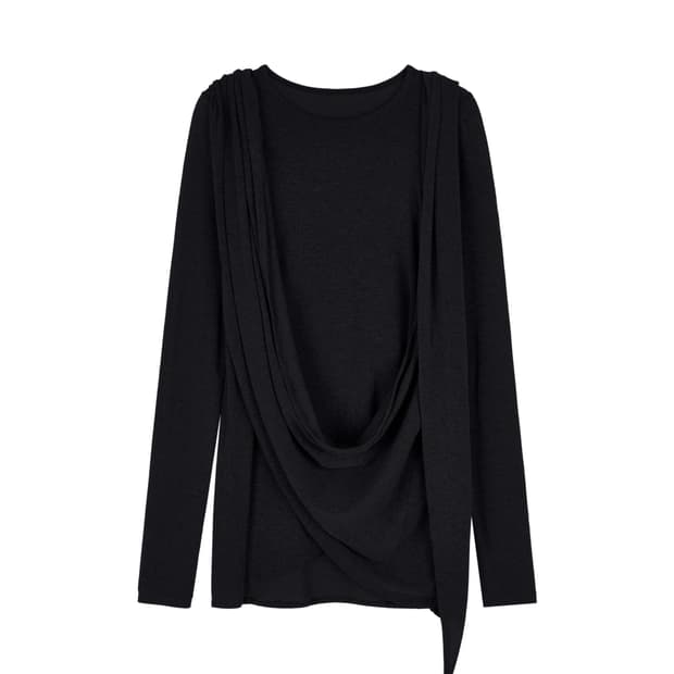 REPOS WRAP JERSEY T-SHIRTS (BLACK)
