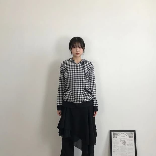 Theoria Check Pattern Zip Hoodie