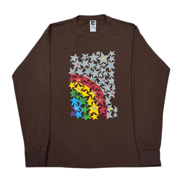 노스페이스 빈티지 별 스타 프린팅 롱슬리브 긴팔 브라운