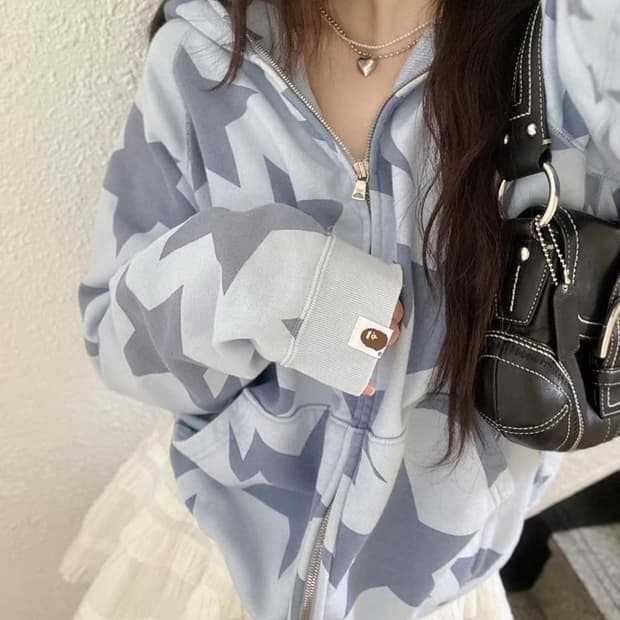 베이프 스타 스카이블루 하늘 후드집업