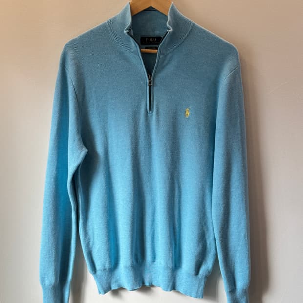 폴로 스카이블루 피마코튼 쿼터집업