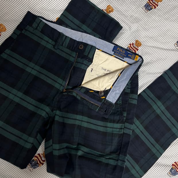 (미착용) 폴로 랄프로렌 타탄 체크 치노 팬츠 블랙와치 30인치