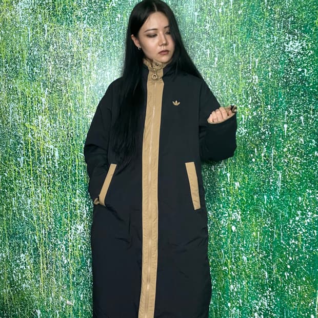 아이다스 리버시블 블랙 베이지 뽀글이 후리스 코트 점퍼