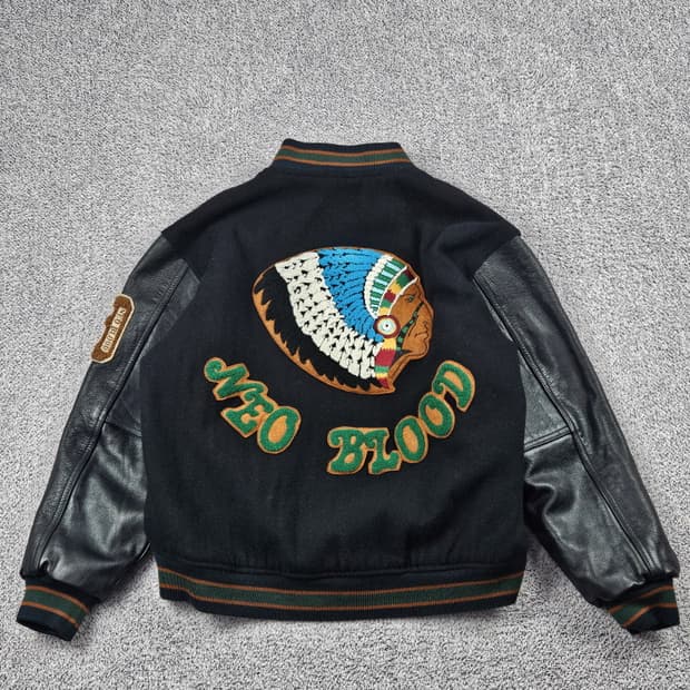 네오 블러드 레더 울 인디언 아즈텍 바시티 자켓 ( F ) / 10105