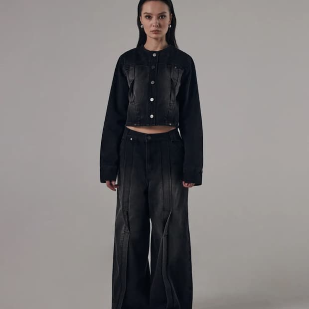 트리밍버드 트위스트 와이드 데님 셋업