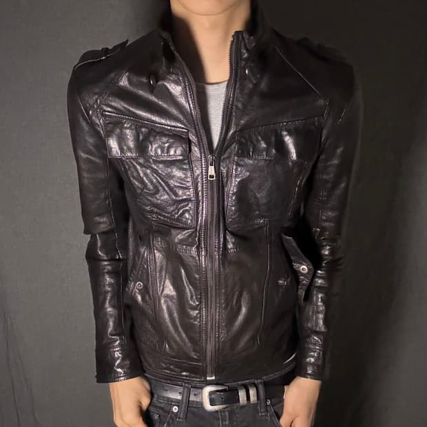 goat skin pocket leather jacket