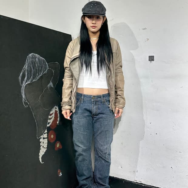 Jpn nonoyes 가죽 롱후디 하이넥 자켓