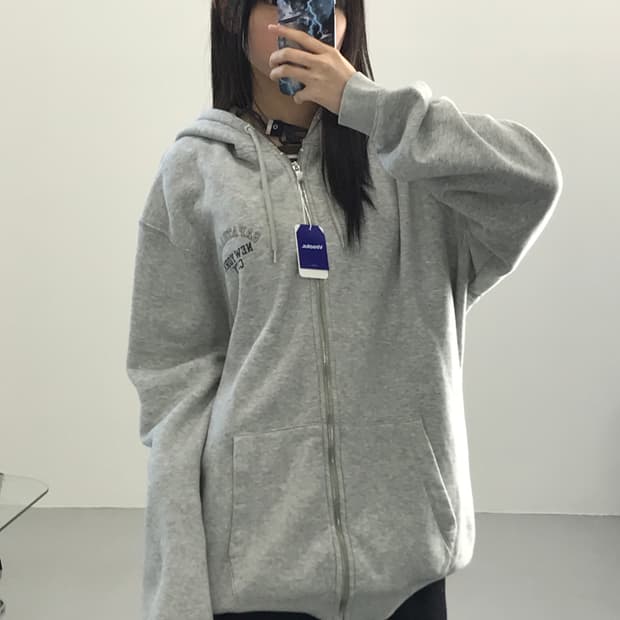 갭 뉴욕시티 프린팅 그레이 후드집업