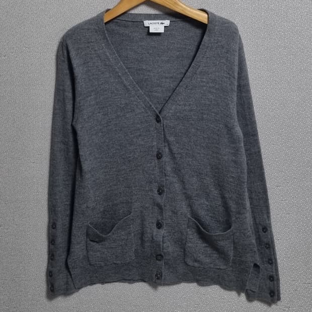 실측 XS (44) 라코스테 그레이 니트 가디건 (얇아요)