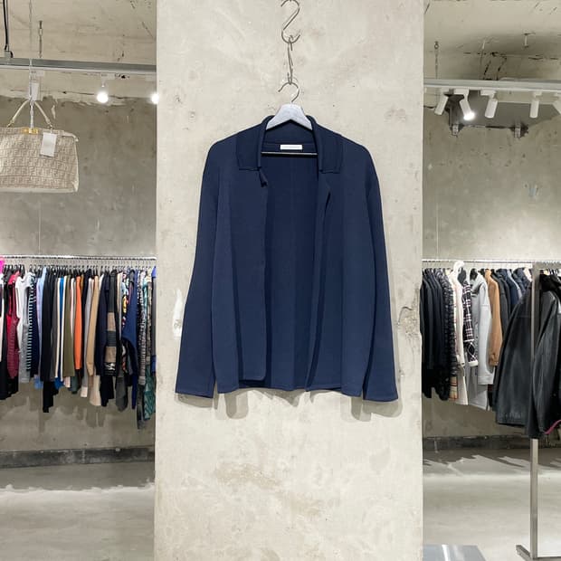 j.w.앤더슨 네이비 논 버튼 니트 가디건