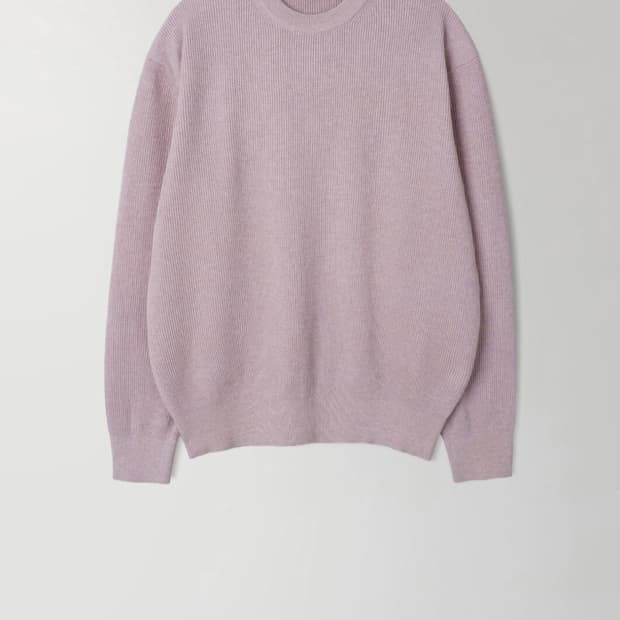 인더로우 코튼 립 니트 크루넥 핑크멜란지 2