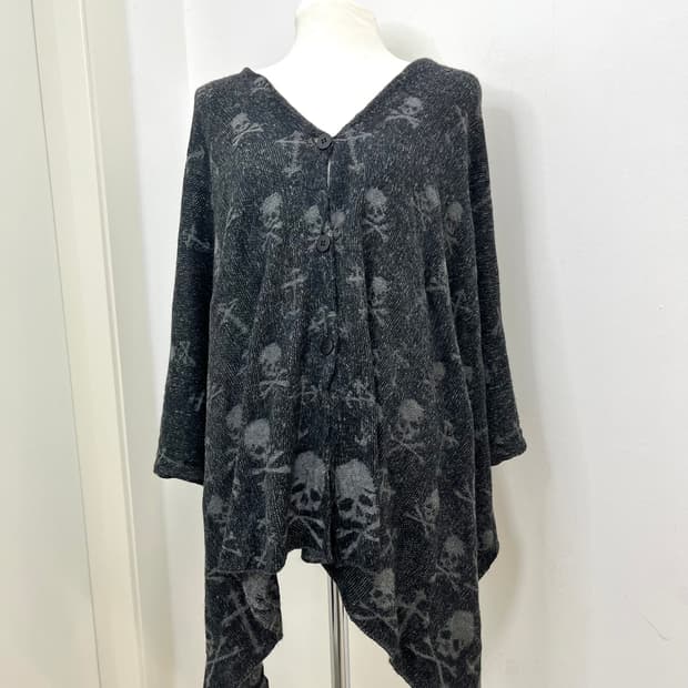 일본 빈티지 락펑크 락시크 스컬패턴 숄 머플러