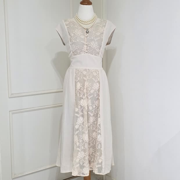 일본빈티지)히메라떼갸루st 앤틱공주 레이스 자수 플로럴 코르셋 롱원피스