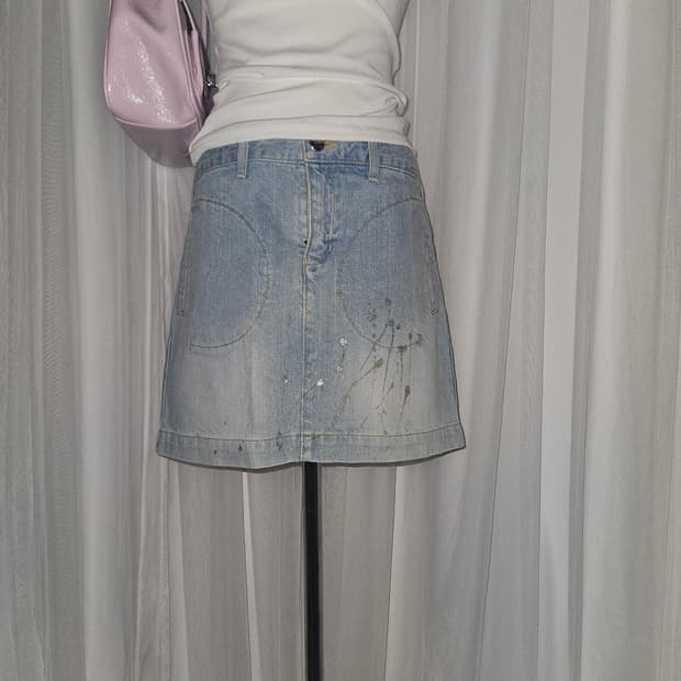 y2k vintage 2000s 실버 스타더스트 페어리 미니스커트