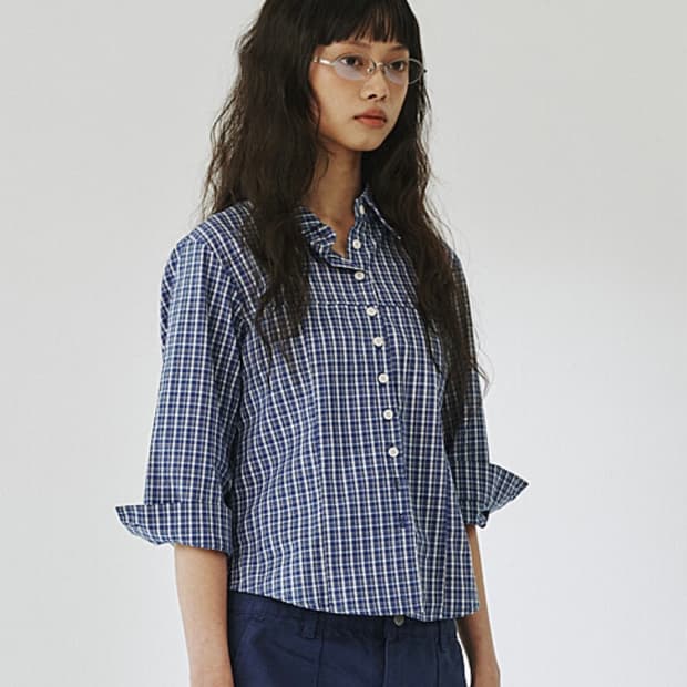 플리즈프로젝트 체크셔츠 petite check shirt 블루