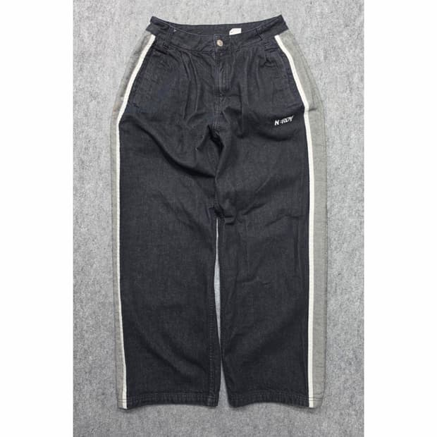 널디 사이드 라인 와이드 데님팬츠 청바지 S