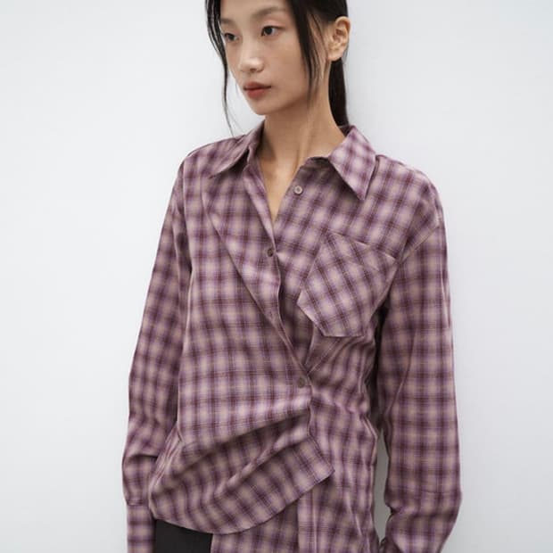 아우로 버튼포인트 체크셔츠