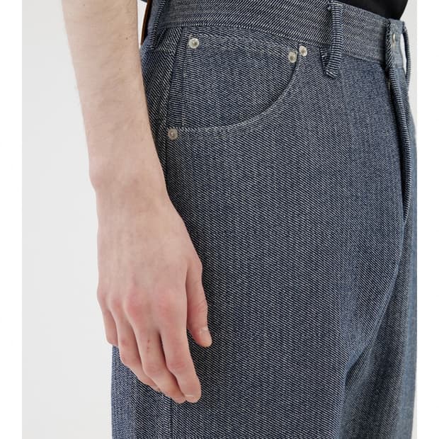 (M) 애프터 프레이 스트레이트 슬래쉬 니팅 진스 인디고