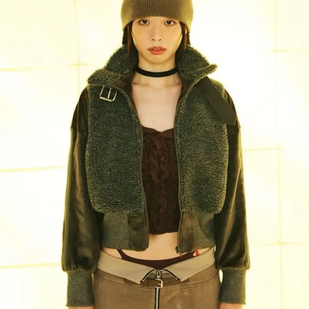 KYO 스포티 무스탕 트랙 자켓  카키(size 2)