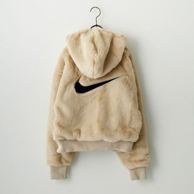 나이키 백 빅스우시 로고 퍼 후드 자켓