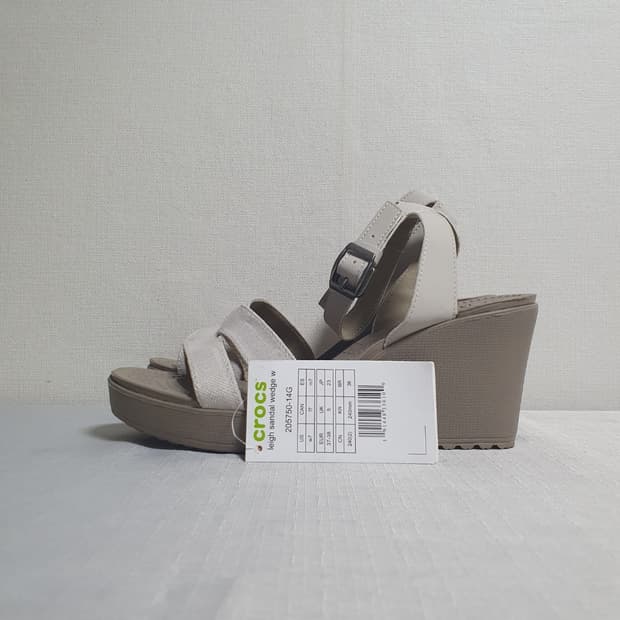 크록스 브루클린 하이 웨지 샌들 스터코 머슈룸 250mm