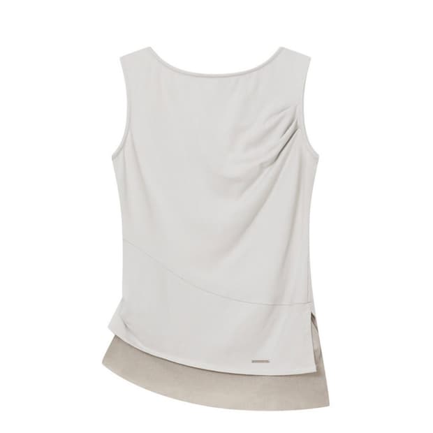Unbalanced sheer layered sleeveless GREY