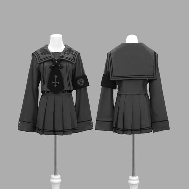 dimmoire 딤모아르 학원 세일러 셋업 그레이 L