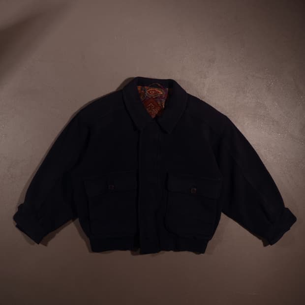 일본빈티지 울 블루종 봄버자켓