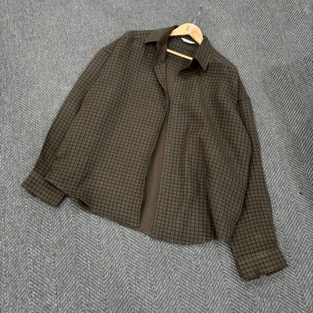 논노드 플렉서블 스트링 체크 셔츠 브라운