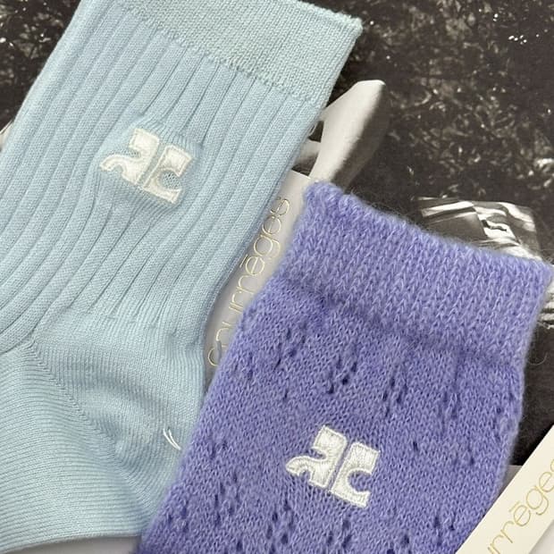 [새상품] courreges / 꾸레쥬 양말 (스카이블루 / 바이올렛)