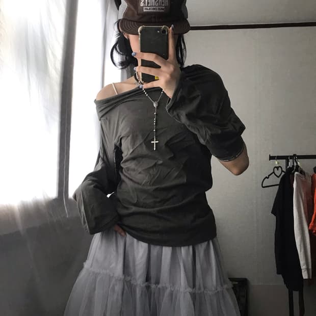 디젤 카키 컷오프탑