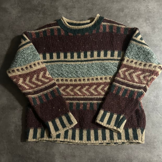 베네통 90s 이탈리아제 패턴 니트 정품 L~XL