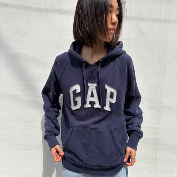 Gap 네이비 로고 후드티 S