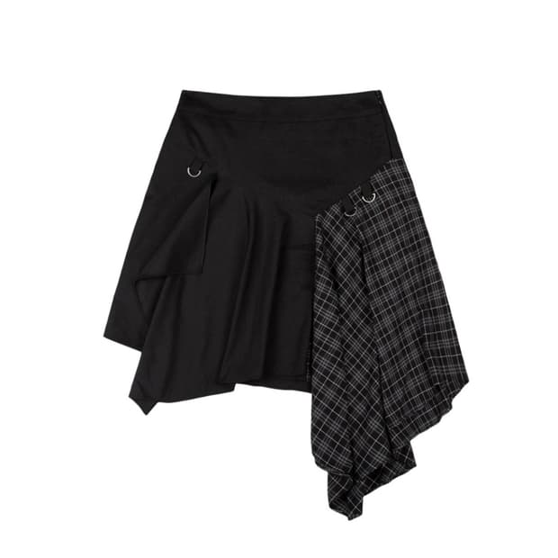 뚜오미오 스커트LAYERED ASYMMETRIC SKIRT [BLACK]
