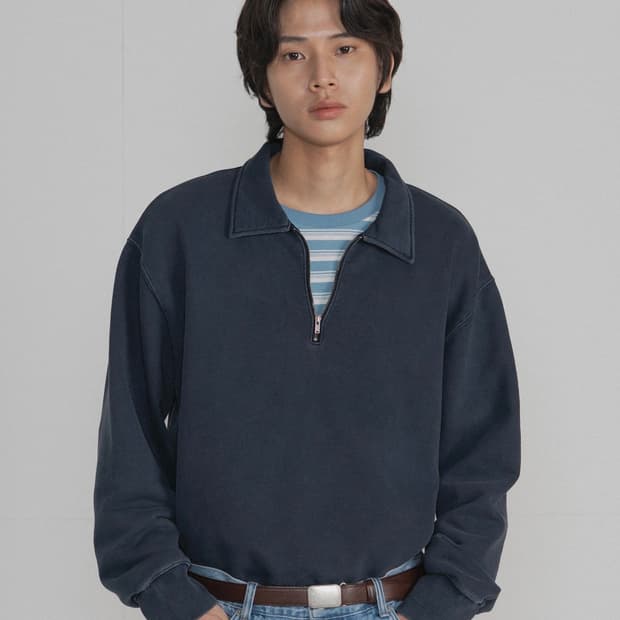 브라운야드 워시드 스웻 하프집업 4