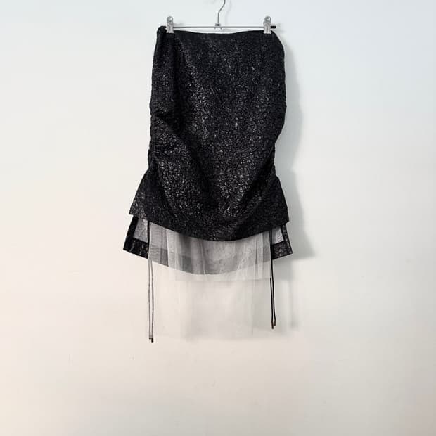 Jacquard lace layered skirt / black