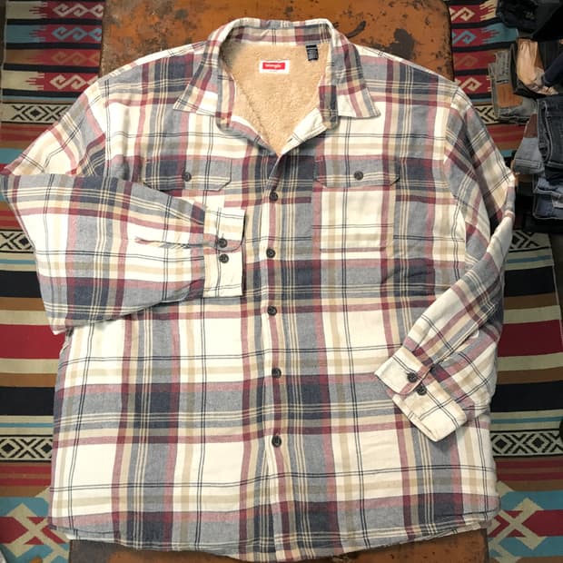 랭글러 아이버리 플란넬 체크 양털 셰르파 자켓 남성 120 빅사이즈