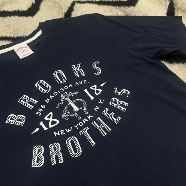 [S]브룩스브라더스 로고 프린팅 반팔/네이비