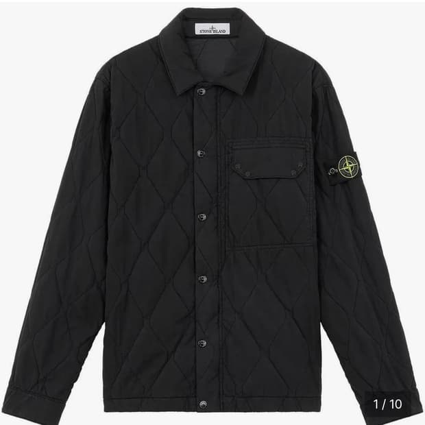 스톤아일랜드 와펜 퀼팅 셔츠 자켓 블랙 XXL