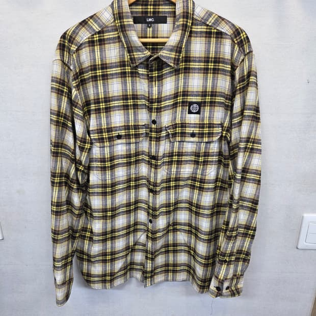 Lmc 레터링 울 체크 셔츠 2사이즈 대략 xl