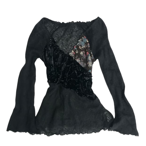 일본빈티지 롱 패치 니트슬리브