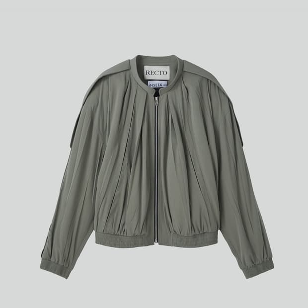 [새상품] 렉토 25SS 80S 턱 디테일 디스코 점퍼 자켓 다크 카키